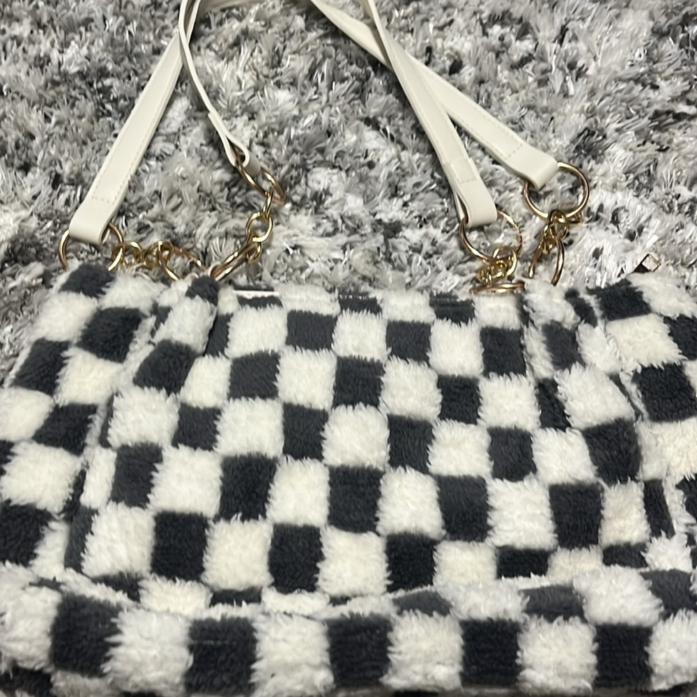 Fashion Bug Black and White Checkered Women's Bag - Picture 7 of 10